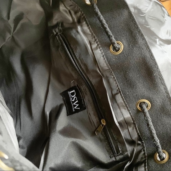 DSW Black Canvas Drawstring w/ Buckle Backpack - Picture 7 of 8